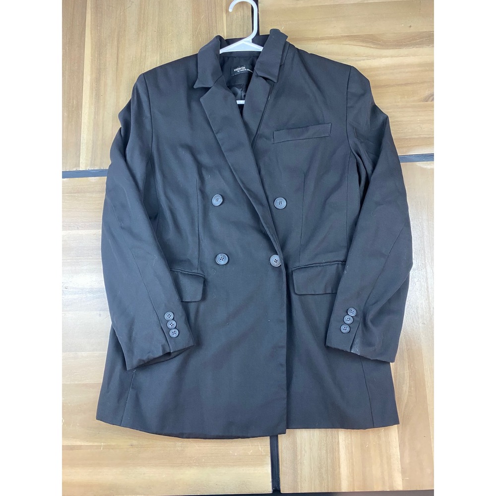 Valerie by Valerie Stevens Black 100% Wool Double Breasted Blazer Jacket Size 6